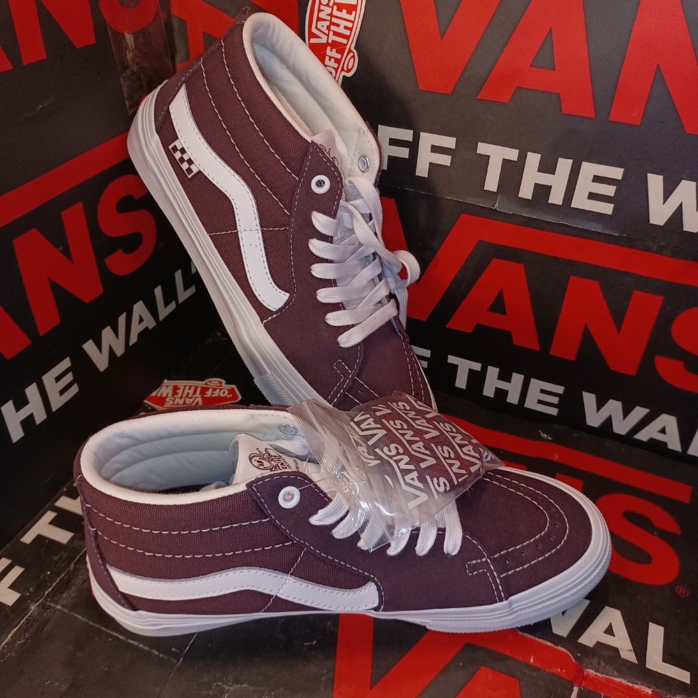 Vans Men's 8/Women's 9.5 Skate Jeff Grosso Mid Wrapped Wine/White VN0A5FCGWNE